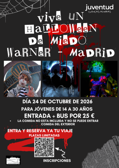 Viaje Halloween al Parque de atracciones de la WARNER de Madrid 2026 (Actividad organizada por el Departamento de Juventud)
